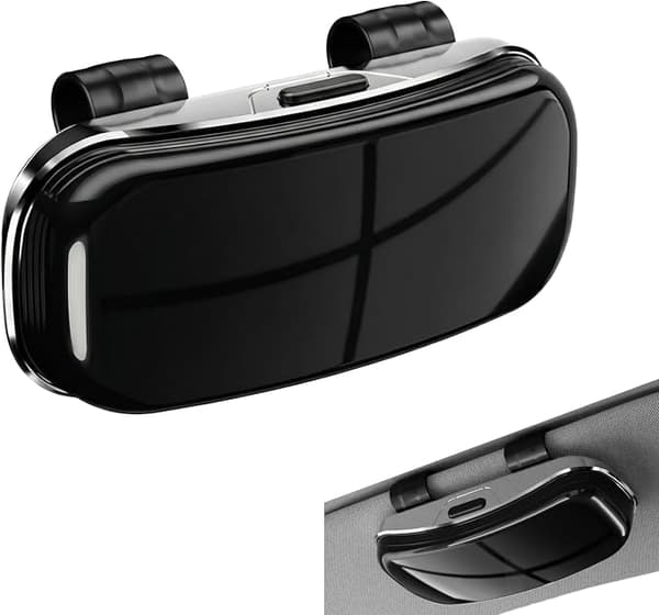 Universal Bil Brilleholder og Etui til Solbriller og Styrkeglas (Sort)