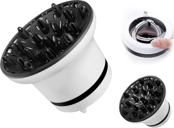 Professionelt hårtørrer diffuser tilbehør, universelt diffuser tilbehør, justerbar hårtørrer diffuser, velegnet til krøllet og bølget hår.