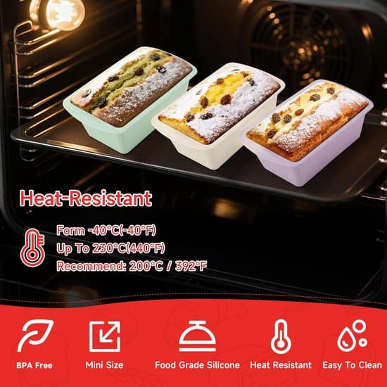 4-delade rektangulära non-stick silikonformar för bröd och kakor, 19,2x9,5cm