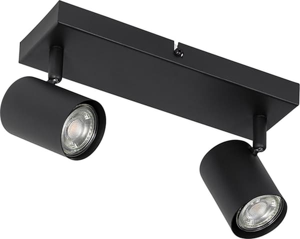 Moderne loftspotlights, overflademonterede dobbeltlamper med 260 mm rørlængde (sort) til stuer og soveværelser
