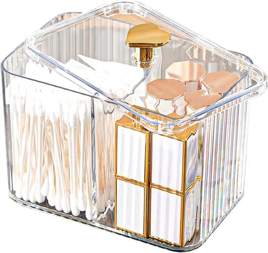 2-pack transparent Q-tips & bomullspinnehållare med lock för badrum