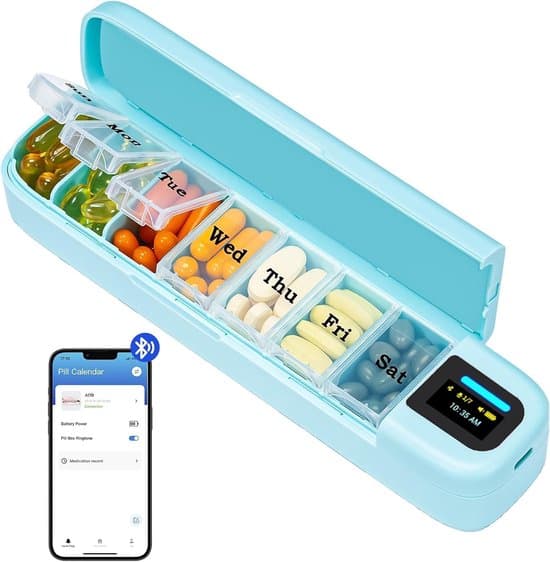 Smart pillerlåda med väckarklocka, Bluetooth-appkompatibel, grön