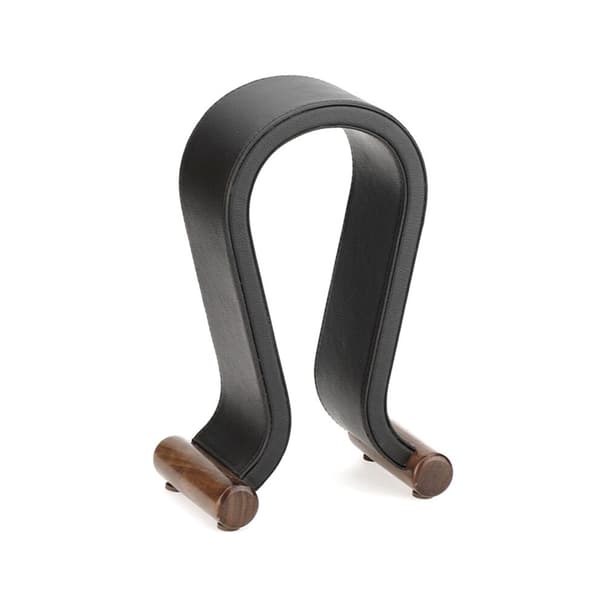 U-formet hovedtelefonstativ i læder, skrivebordsstativ, displaystativ til computer gaming headset, sort.