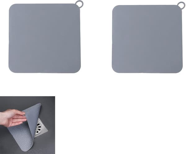 2-pack 8 x 8 tum grå silikon deodoriserande badkar och golvavloppsplugg