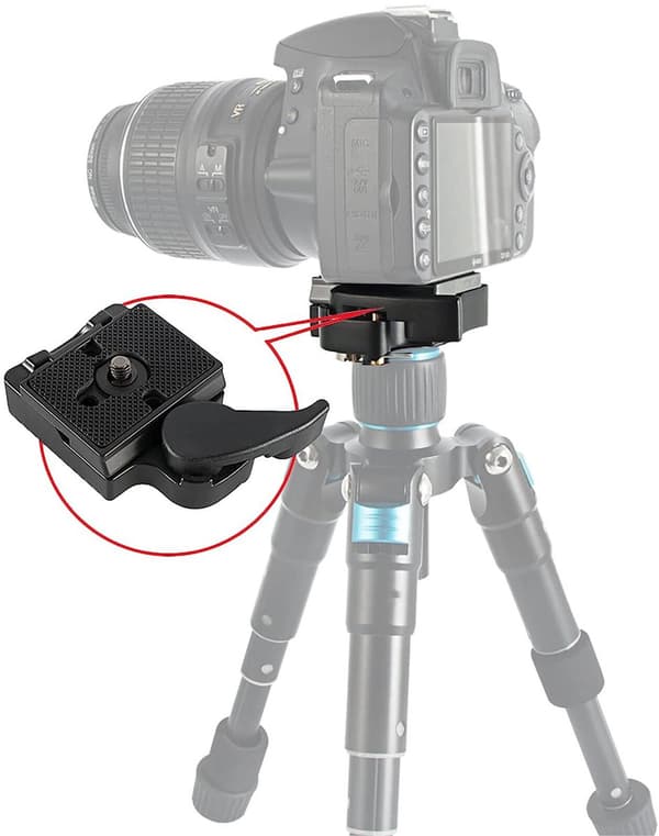 Pikakiinnityslevy ja sovitin Manfrotto 323 200PL-14 - Musta