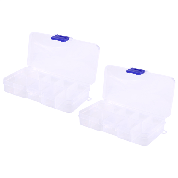 Bærbar plastikmodstandsopbevaringsboks, 10-rums design (2-pak)