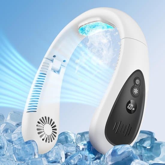 Bærbar halsventilator med halvlederkøling, genopladelig og USB