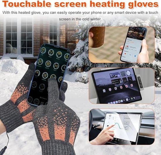 Opvarmede varme vinter-touchscreen-handsker, USB-helfinger, vaskbare, til indendørs kontorarbejde, mørkegrå