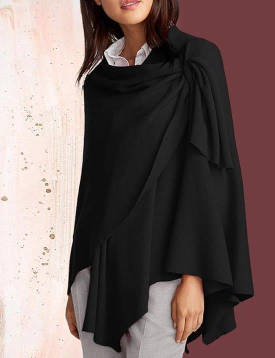 Tørklæde - Elegant kappe - Kappe Cardigan - Aftentørklæde - Sort