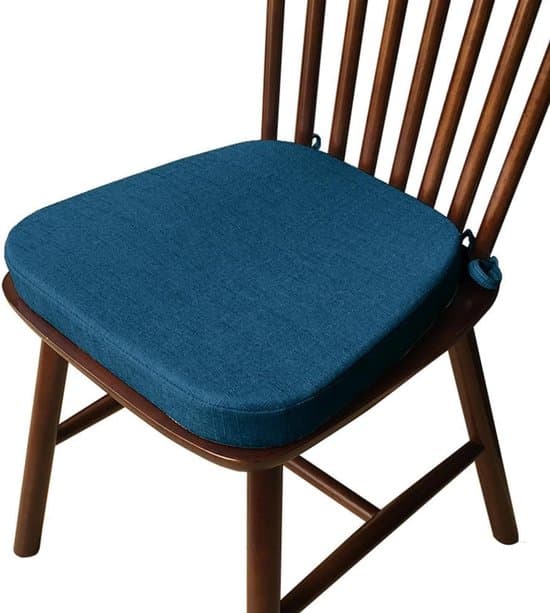Sittdyna i memoryskum, stolsdyna i linne med remmar, 40x38x33 cm