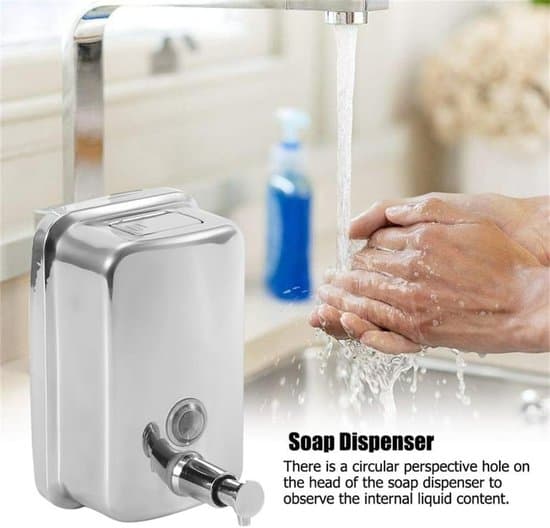 Väggmonterad handtvålsdispenser, manuell press-typ, för badrum, silver, 500 ml
