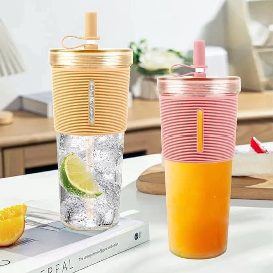 Dobbeltvæggede, isolerede plastikkopper, genanvendelig kop, til smoothie, bubble tea, iskaffe, 2 stk.