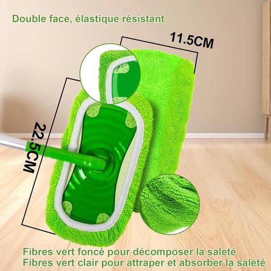 12-pak vaskbare grå og grønne mikrofiber Swiffer moppeklude til våd/tør brug