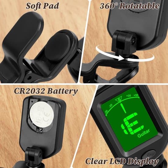 Digitala stämapparater från gitarrtillbehör med LCD-skärm - Gitarrstämningsklämma för akustisk gitarr - Bas - Fiol - Ukulele - Elektronisk gitarr
