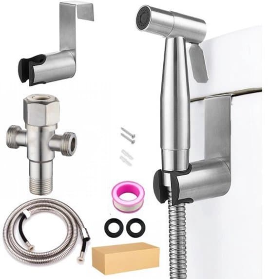 Håndholdt bidet-sprøjte i rustfrit stål til siddebade, 150 cm eksplosionssikker slange.