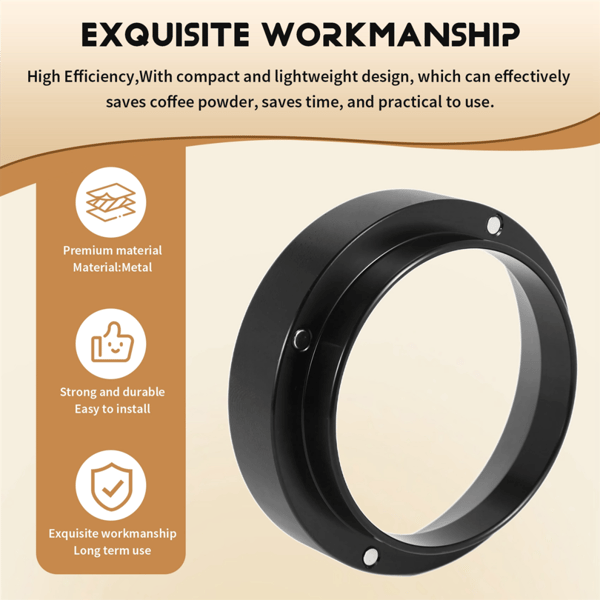 51 mm espressomåletragt med magnetisk ring, velegnet til kaffemaskiner (sort)
