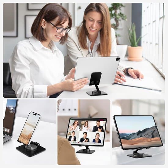 360° Roterbar Sammenfoldelig Desktop Telefon- og Tabletstander - Sort