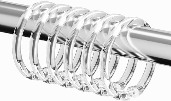 12 transparenta duschdraperiringar i plast, lättmonterade duschdraperikrokar