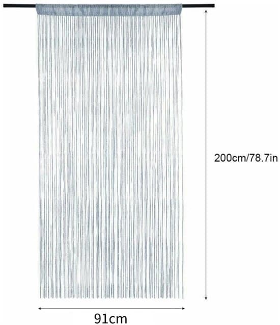 91x200cm Sort Perleforhæng til Dør - Insektmiddel