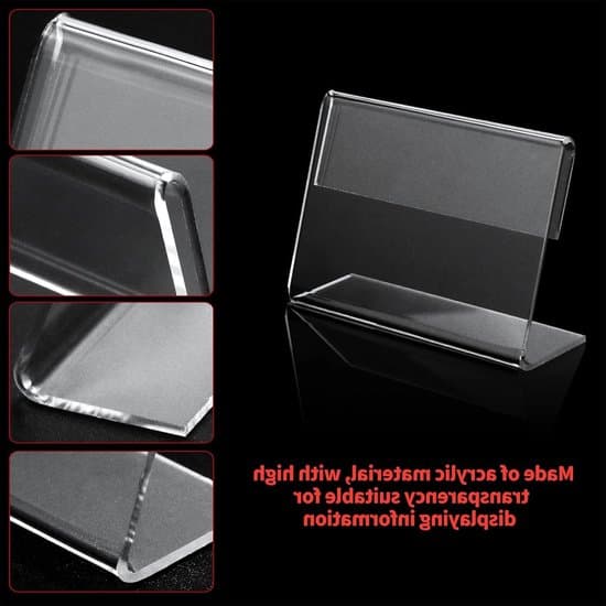 30-delars 9x6 cm transparenta akryl displayställ för buffé och prislappar