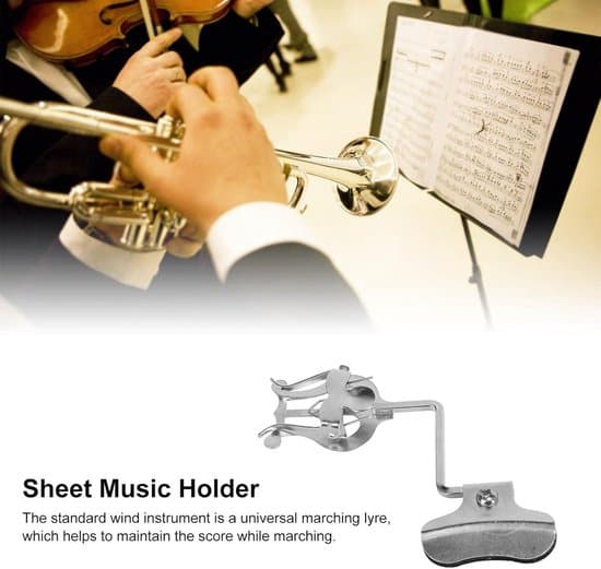 Mini musikbogholder med trompetmusikstativ og marchorkester universelle noder - Sølv