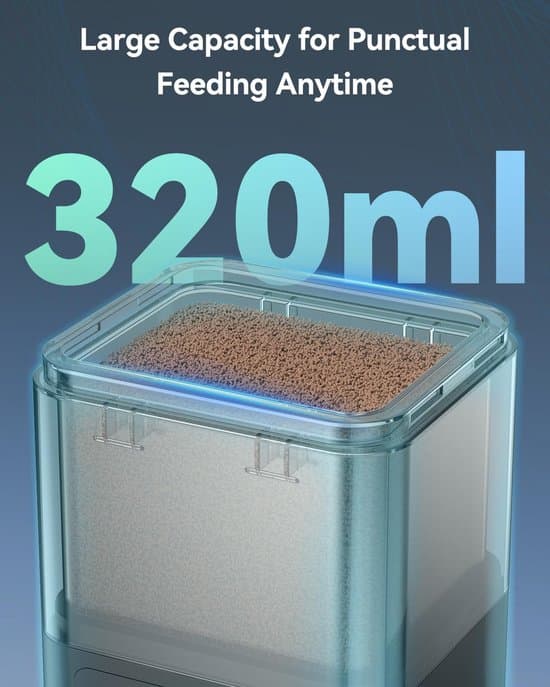 Automatisk fiskefoderautomat - 320 ml - med timer - egnet til piller og pulverfoder - egnet til akvarier og damme - foder let at måle og tilføje