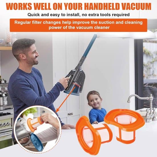 4-pak vaskbare støvsugerfiltre til Black & Decker-modeller