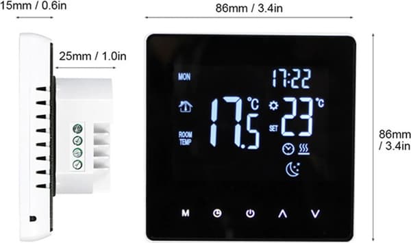 Digital Termostat - Varmt Vand Gulvvarme Programmerbar Styring - Sort