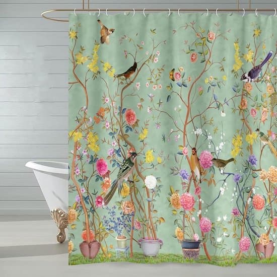 Duschdraperi - Blommigt tryck - 180x180 cm