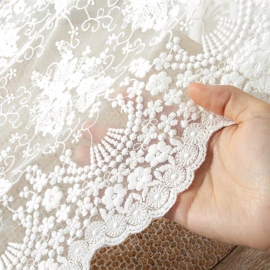 Vit 40x100 cm fransk 3D-broderad spets rektangulär bordslöpare