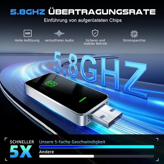 - 2-i-1 trådløs CarPlay og Android Auto-adapter, kablet til trådløs, USB/USB-C-interface, stabil forbindelse, intelligent stemmestyring.