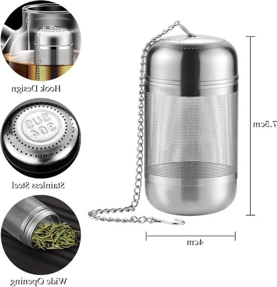 Løsbladet te-infuser 2 stk. rustfrit stål finmasket med kæde til tekande, krus, kopper