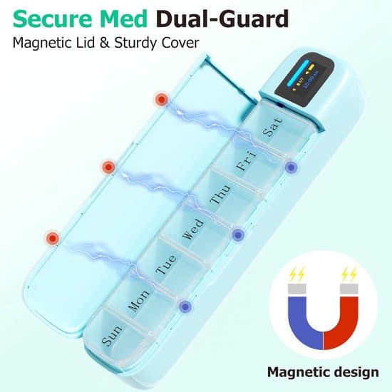 Smart pillerlåda med väckarklocka, Bluetooth-appkompatibel, grön