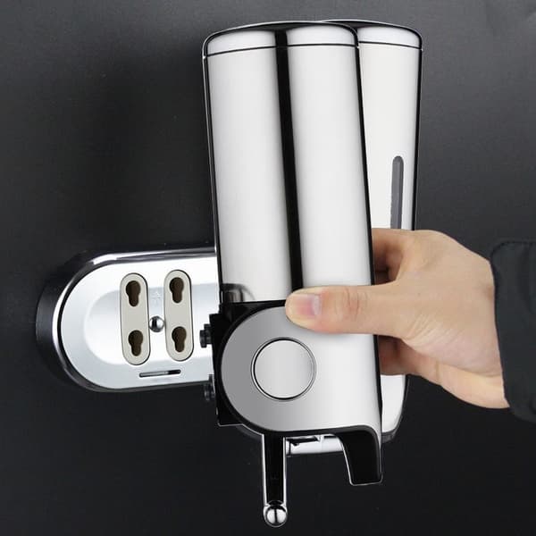 Sæbedispenser - Rustfrit stål - Velegnet til badeværelse - 1 enhed - 500 ml - Sølv
