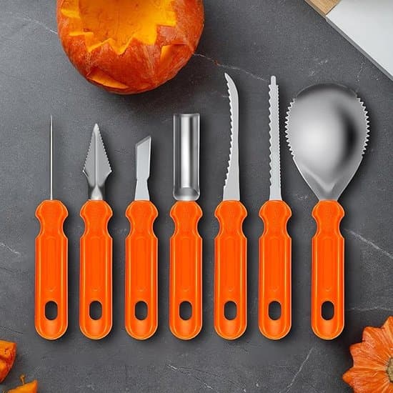 7-delt græskarudskæringssæt i rustfrit stål til Halloween