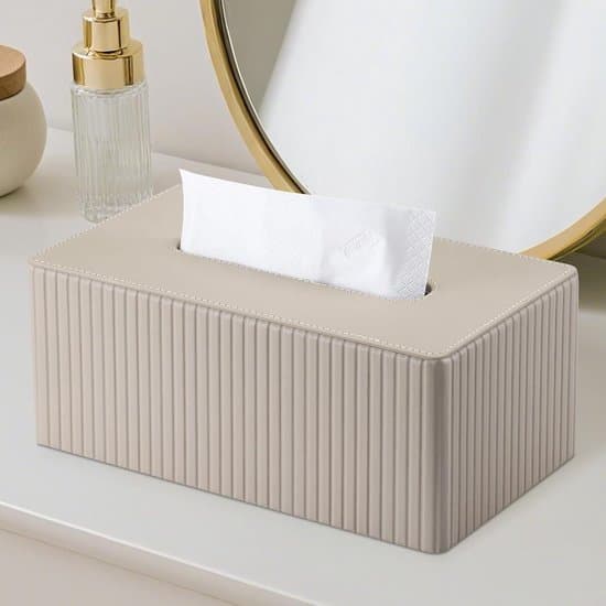 Servietboks, rektangulær servietboks, velegnet til stue, badeværelse og kontor – dekorativ servietboks (beige, rektangulær).