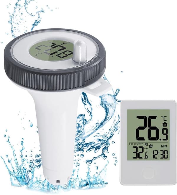 Termometer - Pooltermometer - Trådlös termometer - Flytande pooltermometer - Poolövervakare - Trådlös flytande pooltermometer - Inomhus &...
