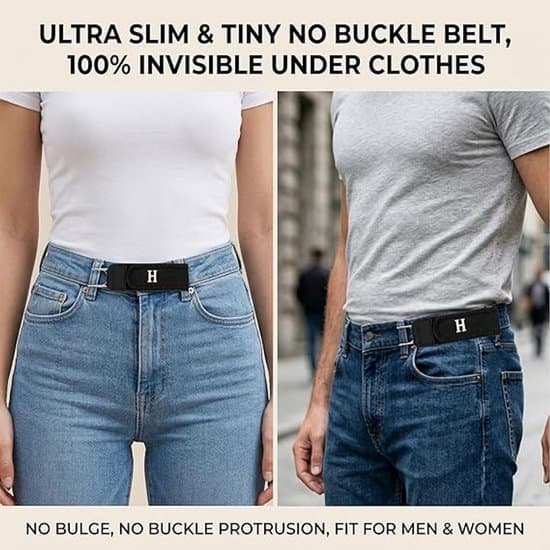 Tre-delt unisex justerbart sort, brunt og hvidt spændeløst elastisk bælte sæt