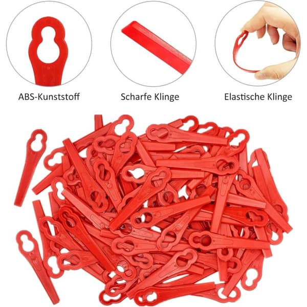 100-pack ersättningsplastblad, gräsklipparblad, plasttrimmerblad