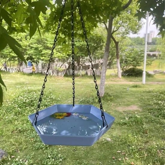 Fuglefoderbræt - Udendørs foderbræt - Fuglefodring - Fuglebad og foderbræt kombination - 24 cm bred - Brun