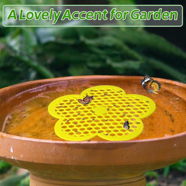 4-pak 22 cm blomsterformede flydende bi-øer og sommerfuglefoderautomater til pools
