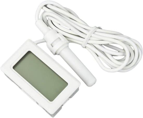 2-delad 2-i-1 digital LCD-termometer/hygrometer, extern sensor, för reptiler/akvarium/fjäderfä, vit.