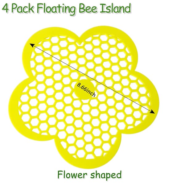 4-pak 22 cm blomsterformede flydende bi-øer og sommerfuglefoderautomater til pools