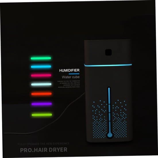 Mini lydløs USB-luftfugter med multifunktionelt LED-lys – velegnet til kontor, bil og hjem – kompakt og bærbar luftdiffuser – sort.