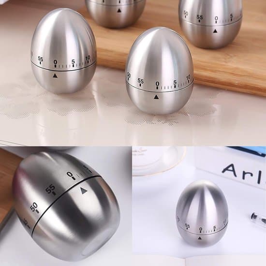 Kökstimer Set - Mekanisk Timer - Matlagning & Bakning - Rostfritt Stål - 2-delat Set - Silver
