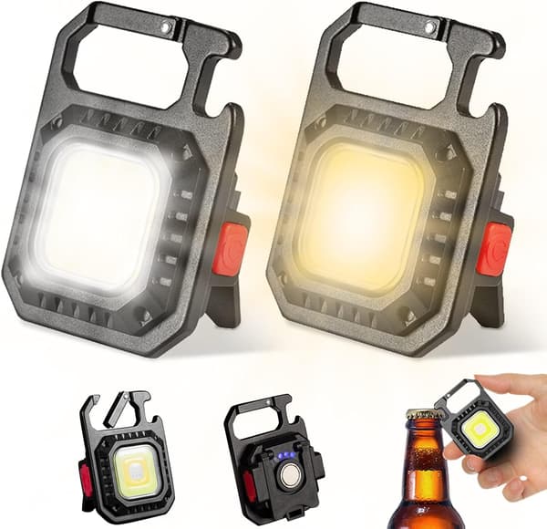 2 kpl monitoimisia mini-LED-taskulamppuja - avaimenperällä