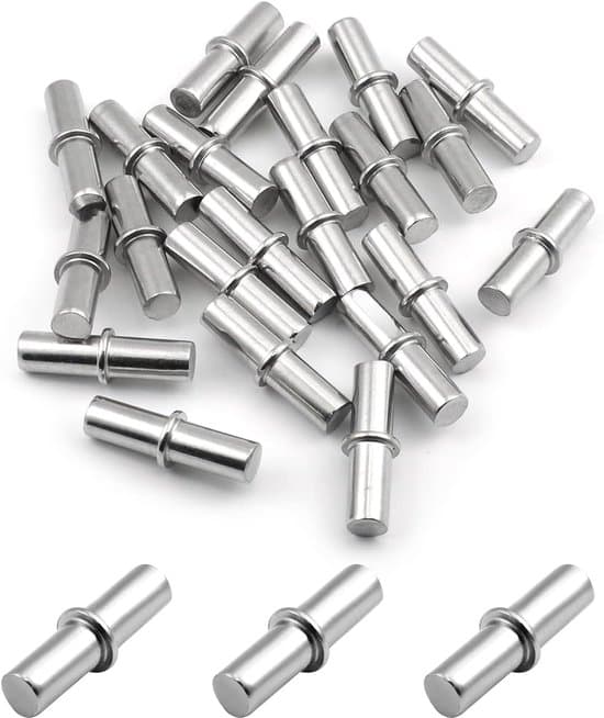 100-pack 5x25 mm silverfärgade möbelskåpshyllstödspinnar