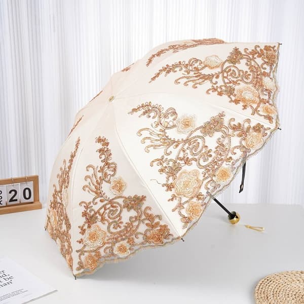 Blondebroderet parasol til kvinder