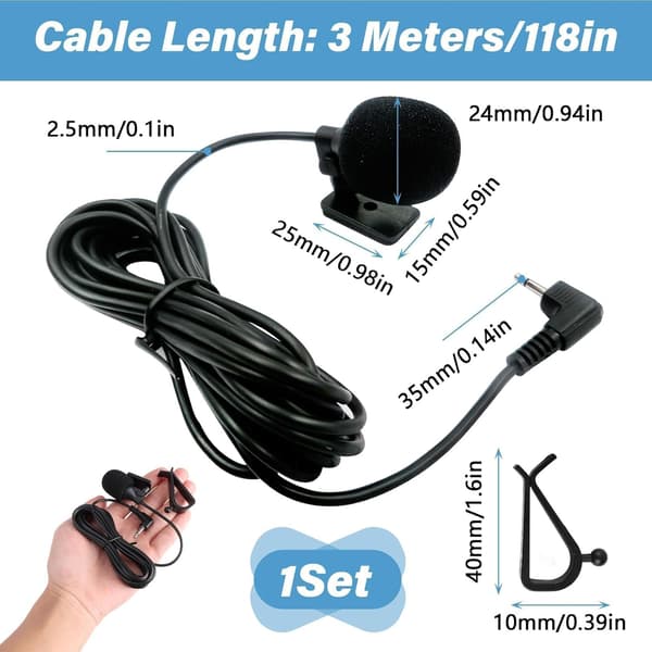 5-delt bilmikrofon med 3,5 mm stik