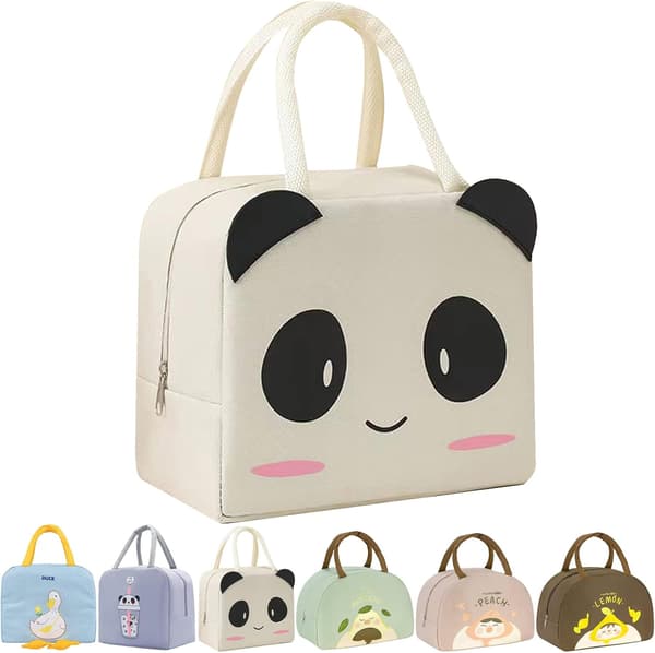 Sød Panda Mønster Genanvendelig Termo Madpose (Beige)